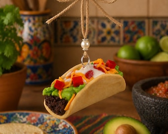 Taco Ornament - Handgemachter Ton mexikanisches Essen Küchen Dekor - Geschenk
