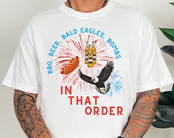 Funny 4th of July PNG: BBQ, Beer, Bald Eagles Design (Digital Download)