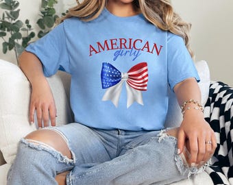 PNG de chica americana: Diseño de sublimación de lazo patriótico (descarga digital)