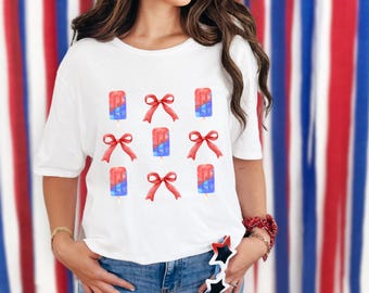 Patriotic Popsicles & Bows PNG: 4th of July Sublimation (Digital Download)