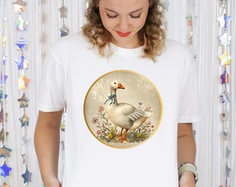 Cute Goose with Fireworks PNG – Digital Download