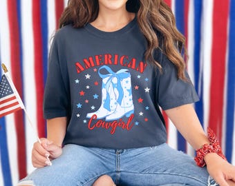 アメリカンカウガール PNG | 西部独立記念日昇華 | 愛国的なロデオデザイン