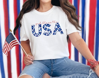 God Bless the USA PNG | Cheetah Print USA | Patriotic Sublimation Design | 4th of July
