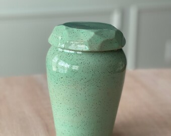 Gem top pottery canister in Speckled Mint handmade // In Stock