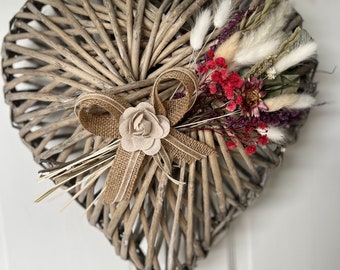 Handcrafted Door Wreath made with stunning dried flowers and foliage on a grey wicker 34cm wreath. Cottage Style, Home Decor,modern vintage