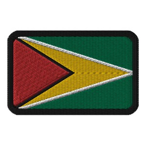 May include: A green, gold, and red embroidered patch with the flag of Guyana.