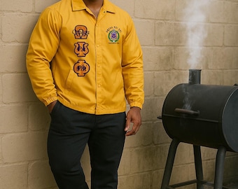 Sale: Omega Psi Phi Gold Line Jacket – Embroidered Greek Fraternity Coach’s Jacket for Men