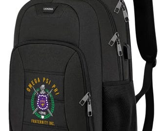Omega Psi Phi Shield Barrel Laptop Bookbag