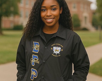 Black Embroidered Sigma Gamma Rho Line Jacket (Unisex)