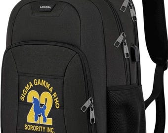 Sigma Gamma Rho “Poodle22” Black Backpack – Stylish Sorority Bag for Everyday Use