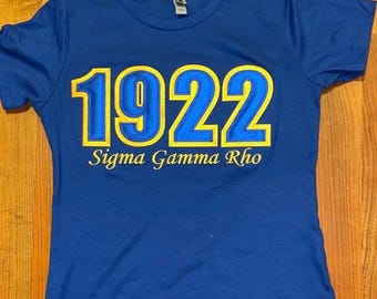 Sigma Gamma Rho Embroidered 1922 Royal Blue or Gray T-shirt (Unisex)