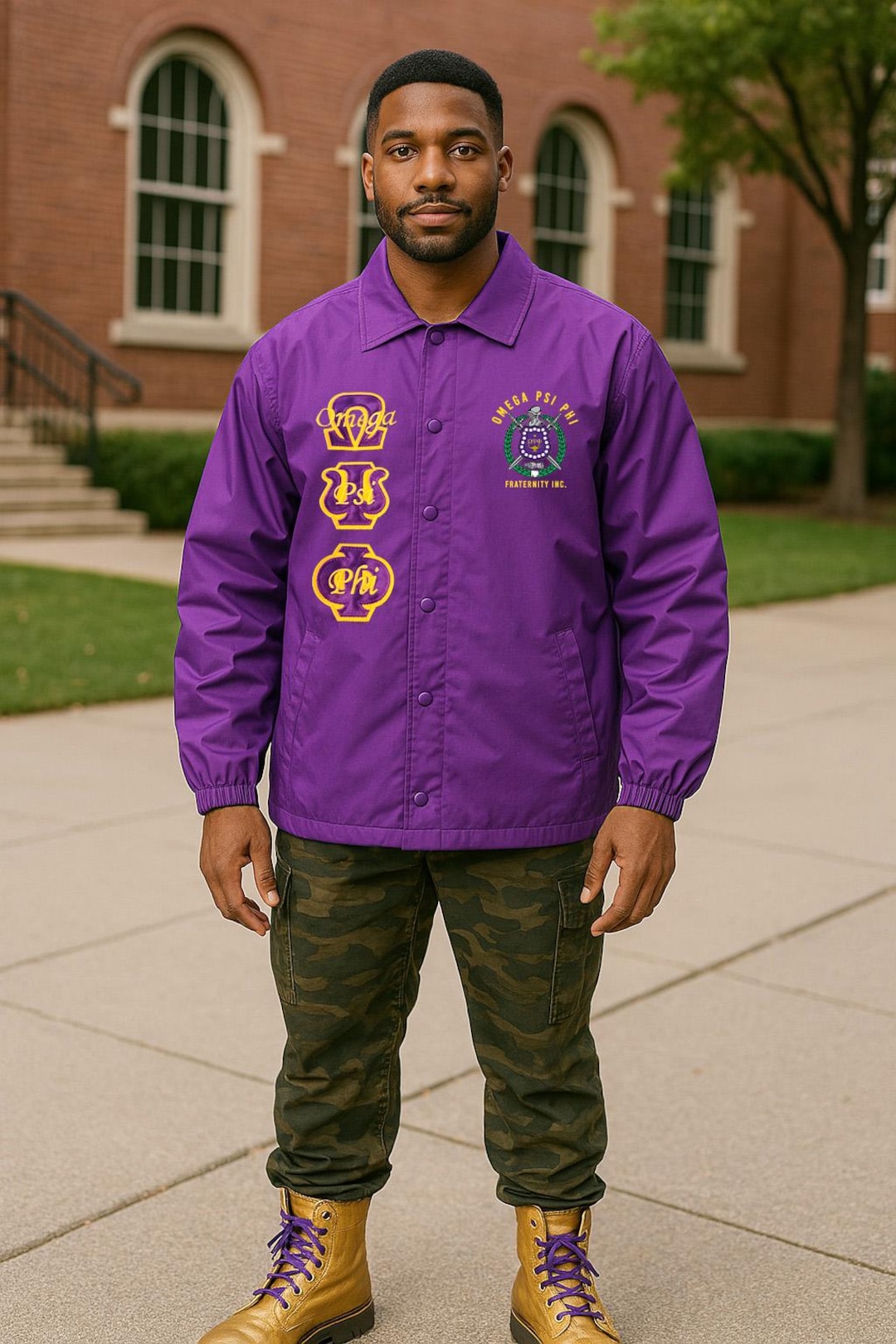 Omega Psi Phi Purple Line Jacket – Embroidered Greek Fraternity