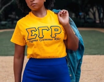 Sigma Gamma Rho Embroidered Gold or Black T-shirt (Unisex)