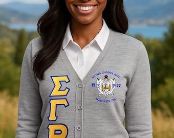 Gray Embroidered Sigma Gamma Rho Cardigan (Unisex)