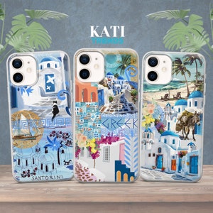 Custodia per telefono Blue Domes Santorini Cover per iPhone 16 15 14 13 12 Pro Xs SE Samsung S24 S23 S22 FE A25 Pixel 9 8A 7 Pro