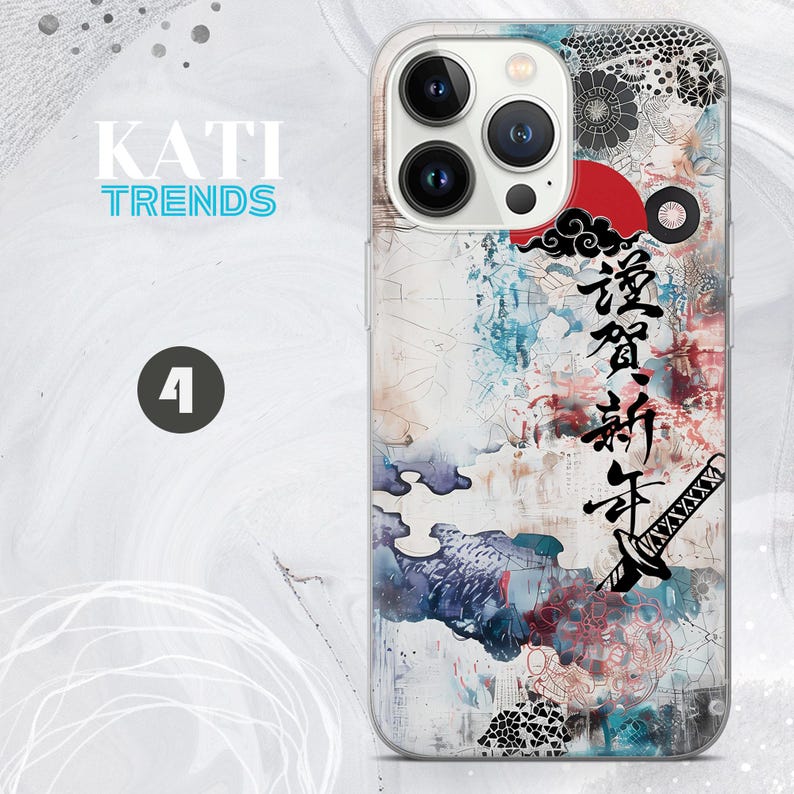 Japanese Art Phone Case Colorful Abstract Design Cover for iPhone 16 15