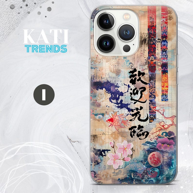 Japanese Art Phone Case Colorful Abstract Design Cover for iPhone 16 15
