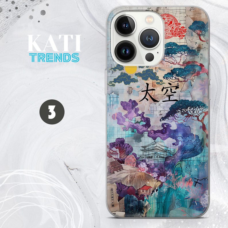 Japanese Art Phone Case Colorful Abstract Design Cover for iPhone 16 15