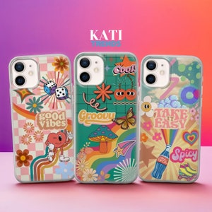Vintage retro  Phone Case Cool groovy Cover for iPhone 16 15 14 13 12 Pro Xs SE Samsung S24 S23 S22 FE A25 Pixel 9 8A 7 Pro