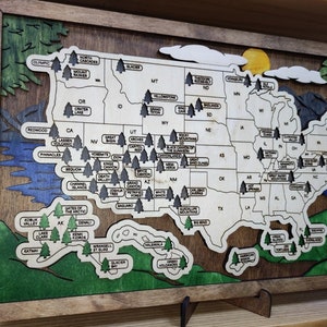 Nationalparks Reisekarte USA Reisekarte Hochzeitsgeschenk Geschenk für Wanderer Jahrestagsgeschenk