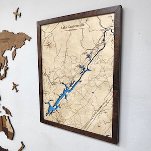 Mappa in legno personalizzata, mappa personalizzata di qualsiasi lago, decorazione della casa sul lago, lago Guntersville, regalo di anniversario, regalo di nozze, regalo personalizzato