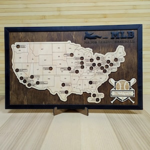 Baseball Team Map, Baseball Gift, Stadium Travel Map, Personalized Gift, Gift for Him