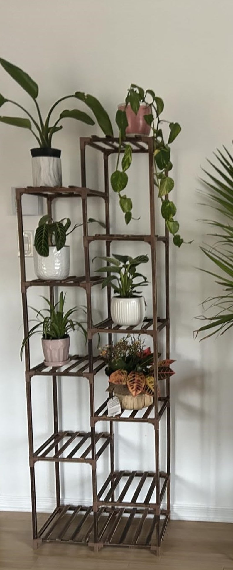 Brown 67.9'' Wooden Flower Rack 11 Tiers for Multiple Plant Shelves ...