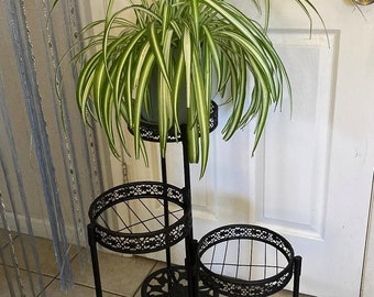 Tall Metal Wrought Iron Planter Shelf Offers Multiple Flower Pot Holders for Indoor Outdoor Patios 6-Tier Plant Stand for Greenery 27.5" H