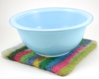 Wool felted trivet - striped hot pad - felted wool - multicolored