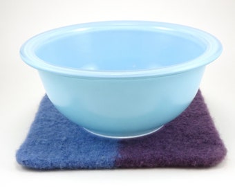 Wool felted trivet - wool hot pad - violet and sky blue