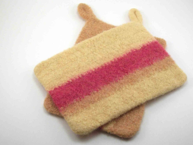 Wool Felted Potholders Felted Hot Pads Striped Potholder Etsy