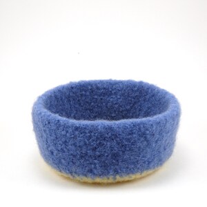 Wool felted bowl office decor wool basket sky blue and butter yellow image 2