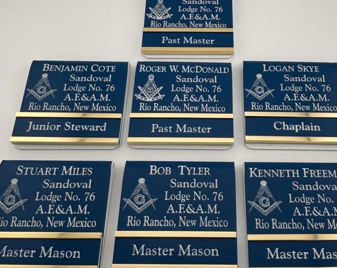 Masonic Slide Bar Name Badge: Customizable Titles and Emblems