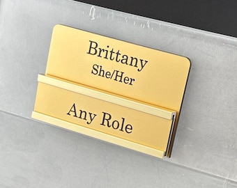 Slim 2 inch Over the Pocket Slide Bar Name Badge – Title Slide - Single Line or Double Line