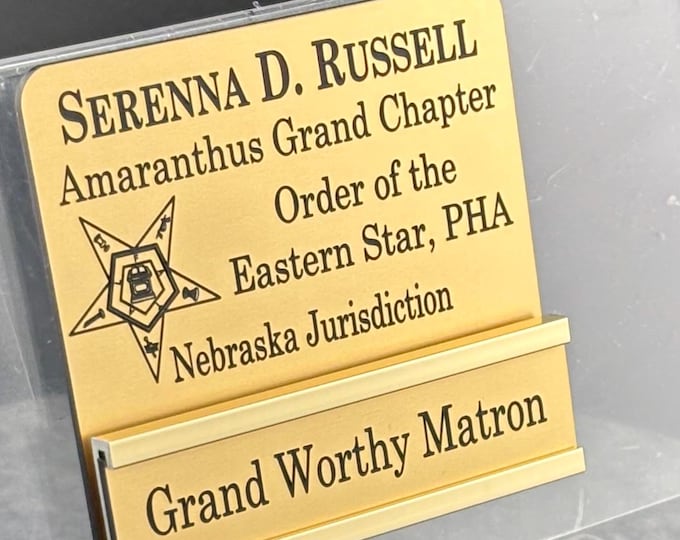 OES PHA Slide Bar Name Badge – Magnetic Attachment, Custom Engraved, Order of the Eastern Star, Personalized Single Line Officer Title Slide