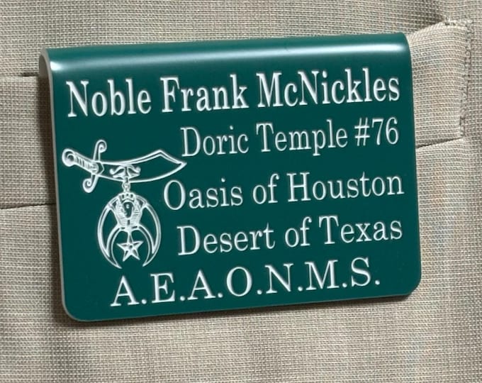 A.E.A.O.N.M.S. Custom Engraved Name Badge – Personalized Shrine Pocket Badge