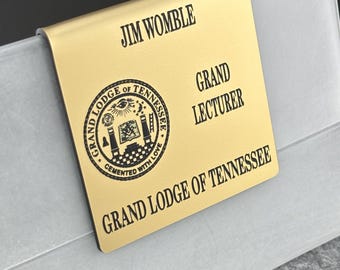 Grand Lodge of Tennessee Name Badge – Custom Engraved Over‑the‑Pocket Masonic ID – Personalized Name & Title