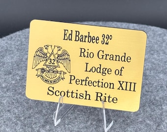 Scottish Rite Masonic Magnetic Name Badge – Custom Engraved – No‑Pocket Badge for Western‑Style Shirts – Badge for Shirts Without Pockets