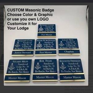 Masonic Slide Bar Name Badge: Customizable Titles and Emblems