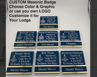 Masonic Slide Bar Name Badge: Customizable Titles and Emblems