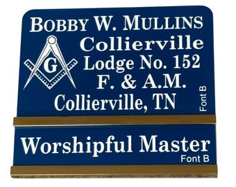 Magnetic Masonic Slide Bar Name Badge: Custom Engraved Colors