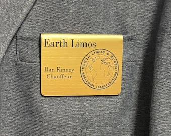Custom Chauffeur Name Badge – Over-the-Pocket Clamshell Style