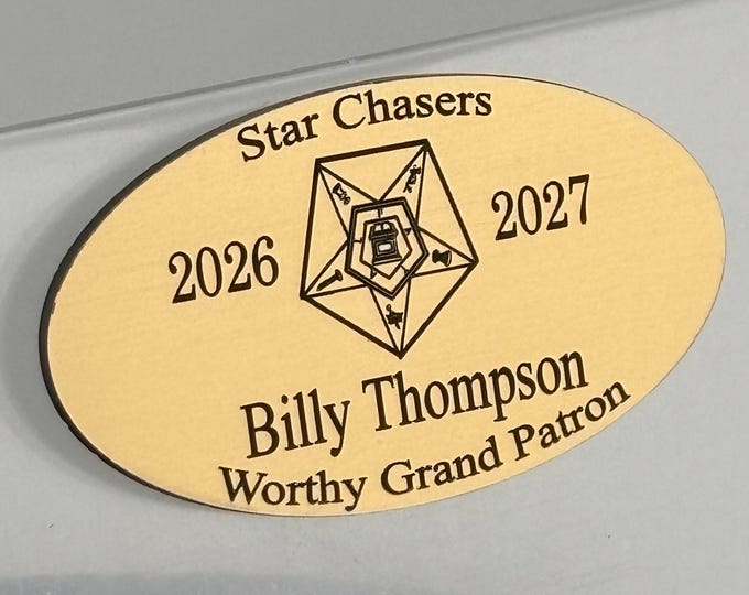 Order of the Eastern Star Name Badge - Custom Engraved OES Oval Name Tag -  Magnetic Back - Personalized Eastern Star Badge