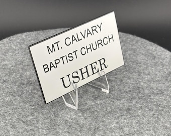 Custom Church Usher Badge - Engraved Name Tag - Personalized Ministry Badge - Church ID Badge - Ministry & Hospitality Team ID - Magnetic ID