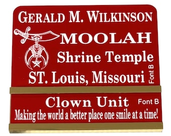 Masonic Name Badge: Fold Over Slide Bar, Personalized Engraved Text