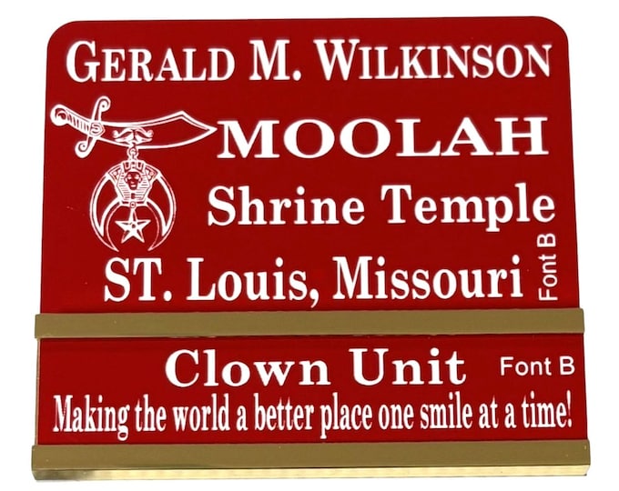 Fold over, Slide Bar badge, Over the Pocket, Masonic Name badge, 3/4” Slide with Color option, Titles, and Emblems for all Masonic Bodies