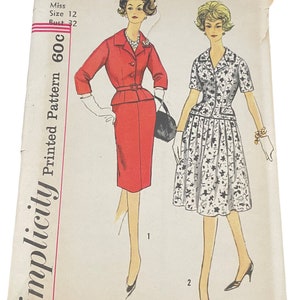 Simplicity 3279 Vintage Dress Two-Piece Dress with Slim and full Skirts Size 12