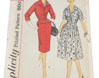 Simplicity 3279 Vintage Dress Two-Piece Dress with Slim and full Skirts Size 12