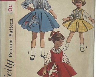 Simplicity 2287 Girls 50's Blouse, Jumper and Skirt, size 6  including transfers Pony