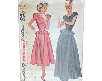 Simplicity 2238 Vintage Dress Pattern Size 16 Short and Long Dress